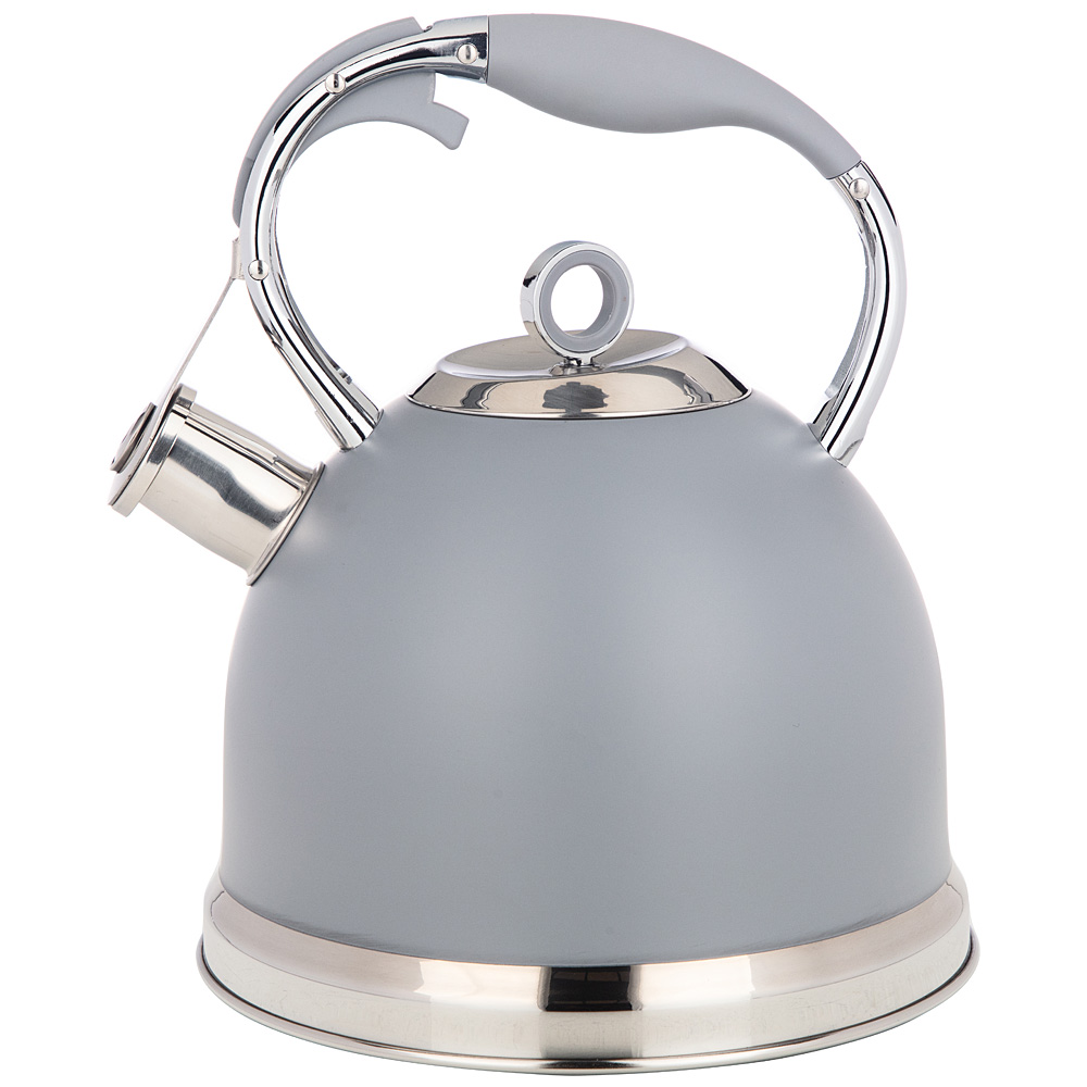 Чайник со свистком TeeKessel Roundel grey, 21 см, 3 л, 27 см, Нерж. сталь, Китай, Agness, TeeKessel