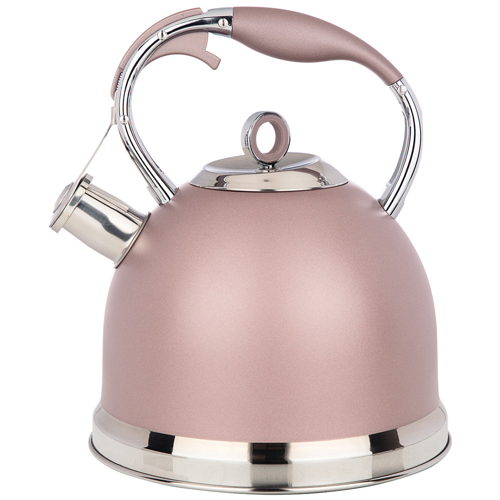 Чайник со свистком TeeKessel Roundel pink, 21 см, 3 л, 27 см, Нерж. сталь, Китай, Agness, TeeKessel