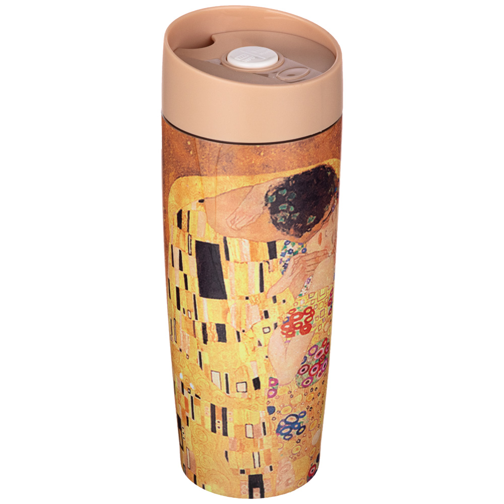 Термокружка с кнопкой-стоппером Art Collection Kiss, 380 мл, 21 см, Нерж. сталь, Пластик, Agness, Китай, Art Collection
