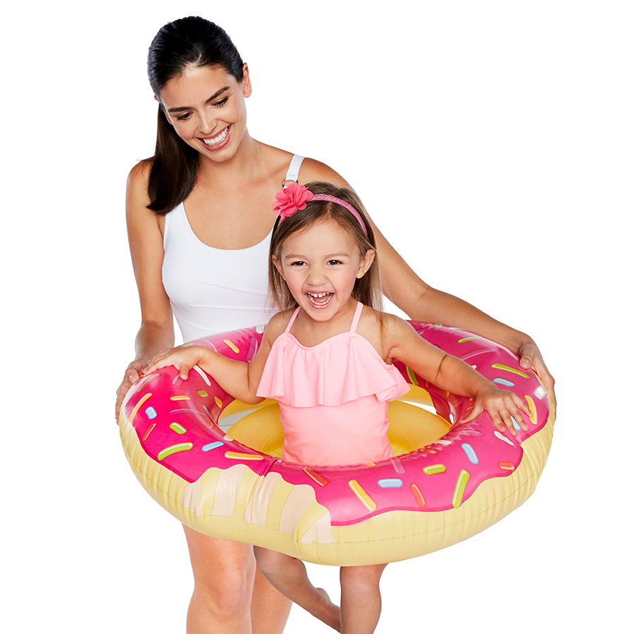 Детский надувной круг Pink Donut, 68 см, 14 см, Винил, BigMouth, США