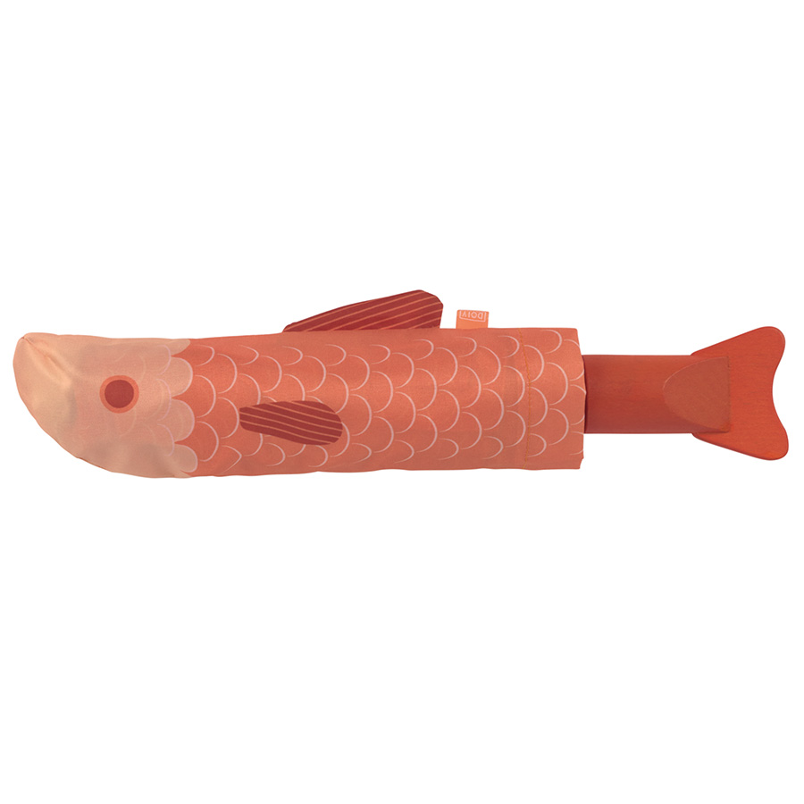 Зонт Fish orange, 98x62 см, 98 см, Дерево, Полиэстер, Алюминий, Doiy, Испания