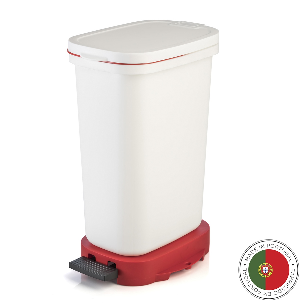 Мусорный бак с педалью BE-ECO white red, 26х36 см, 50 см, 20 л, Пластик, Faplana, Португалия