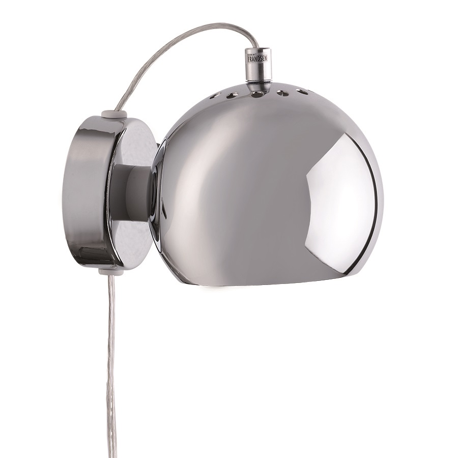 Лампа настенная Ball Chrome Gloss Gray, 12 см, 15 см, Металл, Frandsen, Дания, Ball