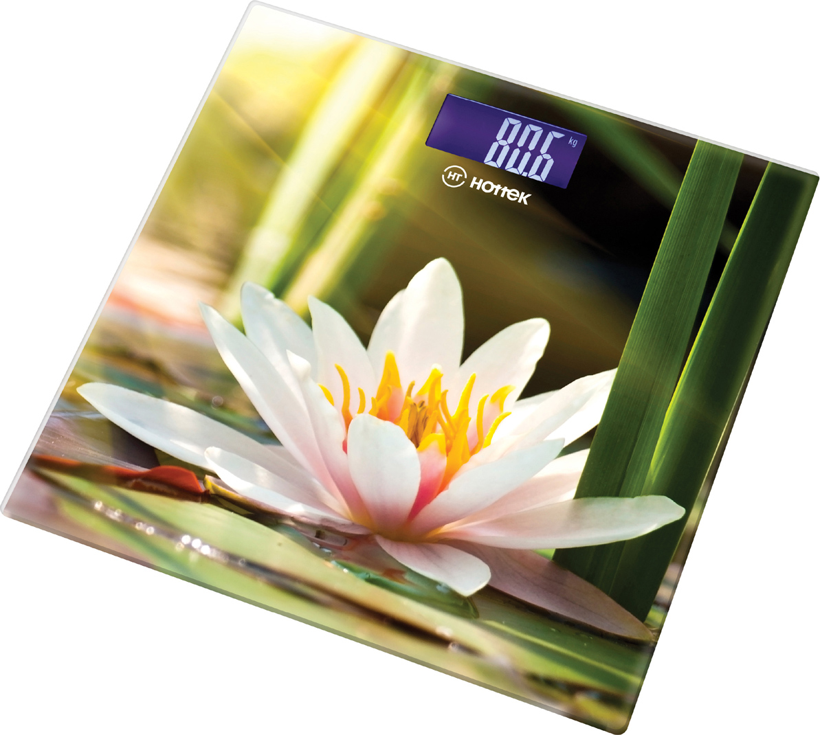 Весы напольные Water lily, 30x30 см, Стекло, Hottek, Китай