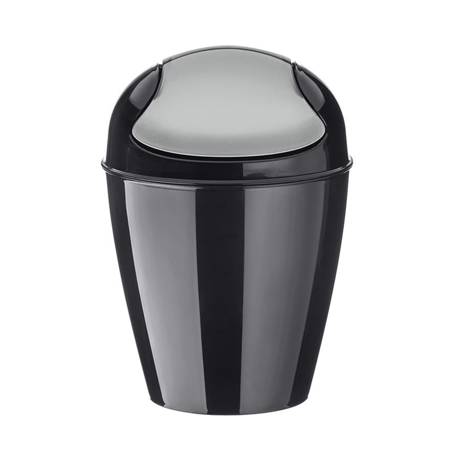 Корзина для мусора с крышкой Del XS black, 24 см, 17 см, 2 л, Пластик, Koziol, Германия, Del trash