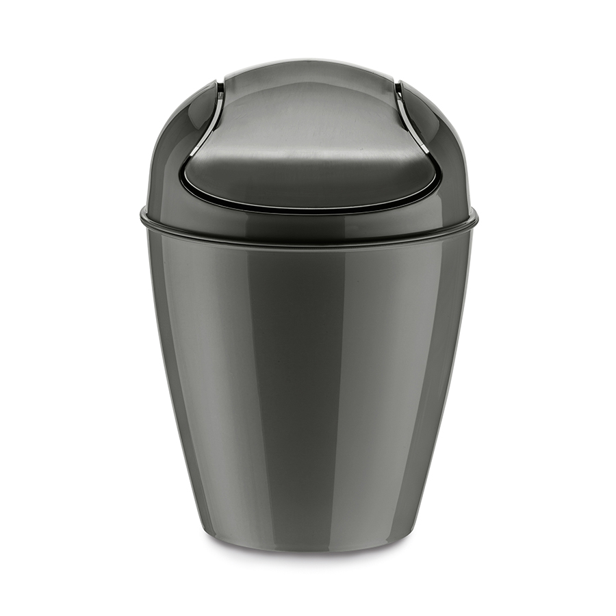 Корзина для мусора с крышкой Del XS dark grey, 24 см, 17 см, 2 л, Пластик, Koziol, Германия, Del trash