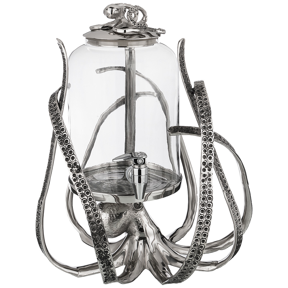 Диспенсер для напитков Octopus, 7,5 л, 38х48 см, Нерж. сталь, Стекло, Lefard, Индия