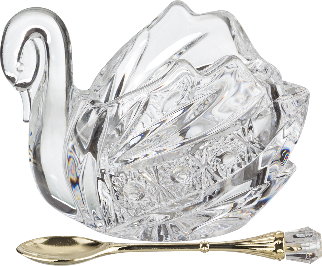 Икорница с ложкой Muza Swan Crystal, 11х7 см, 8,5 см, Стекло, Lefard, Китай, Muza