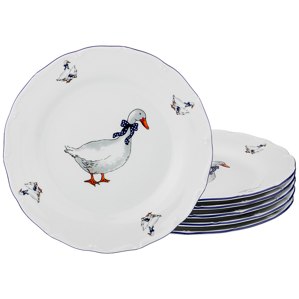 Набор обеденных тарелок Geese navy blue 25, 6 предм.