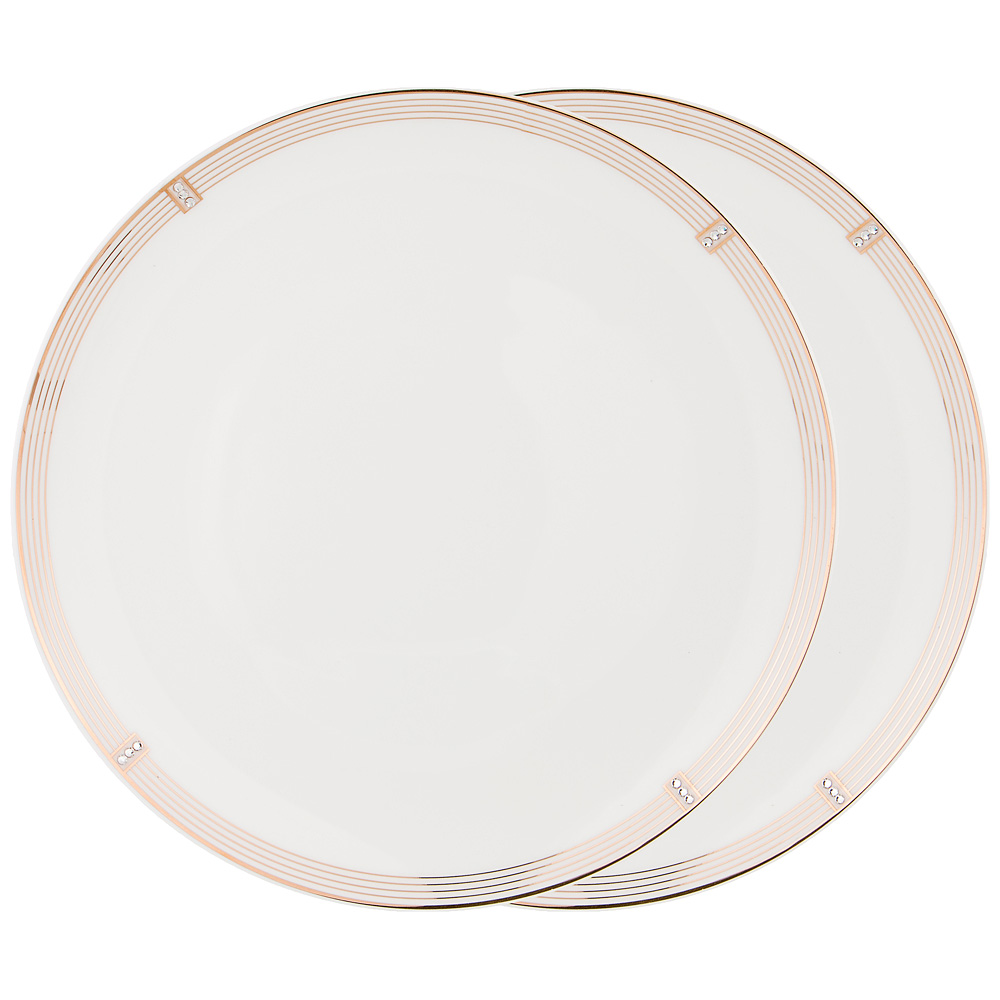 Набор обеденных тарелок Rhinestone style 26, 2 шт., 26 см, Фарфор, Lefard, Китай, Rhinestone style