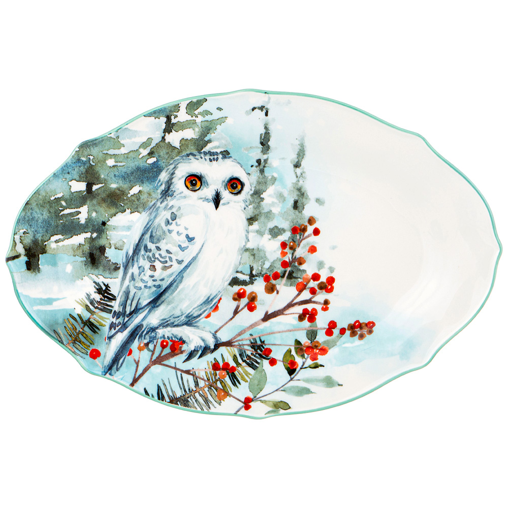 Овальное сервировочное блюдо Winter owl