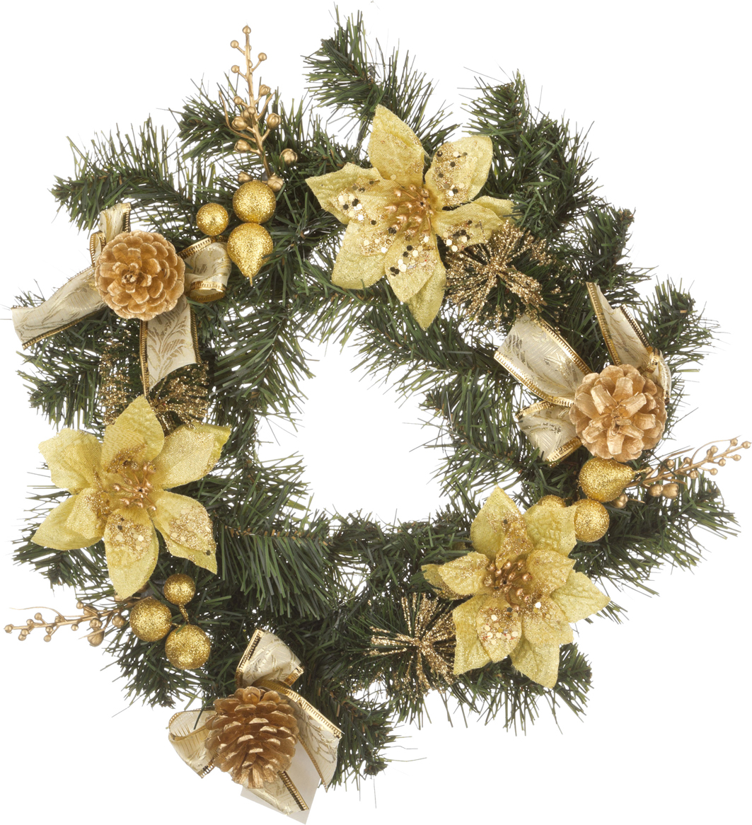 Рождественский декоративный венок Poinsettia Golden