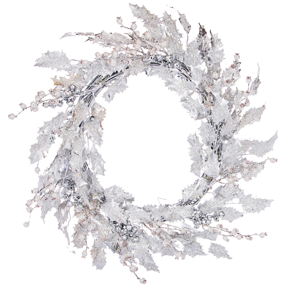 Рождественский декоративный венок Snow Leaves White