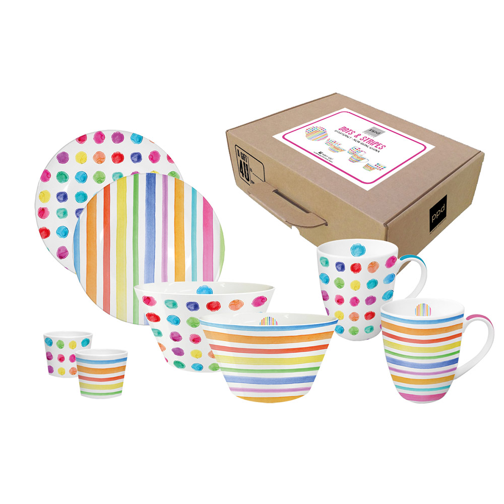 Подробнее о Набор для завтрака Aquarell spots & stripes