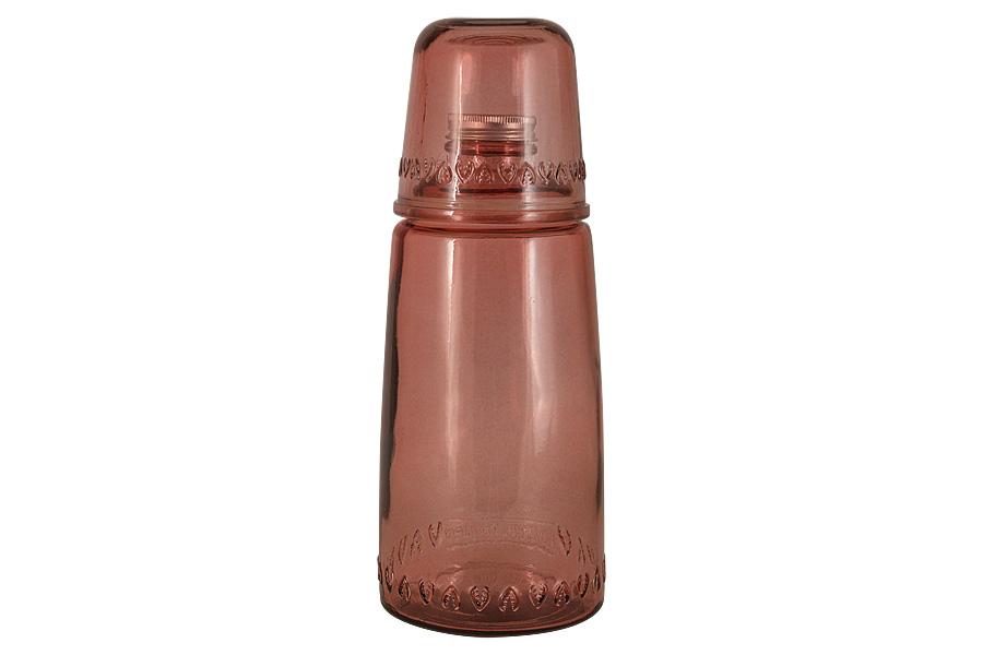 Бутылка для воды со стаканом Natural Water pink, 220 мл, 1 л, 26 см, 10 см, Стекло, San Miguel, Испания