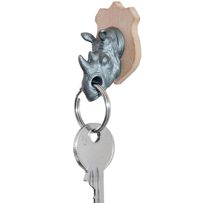 Держатель для ключей с брелком Rhino, 3х3 см, 7 см, Металл, Suck UK