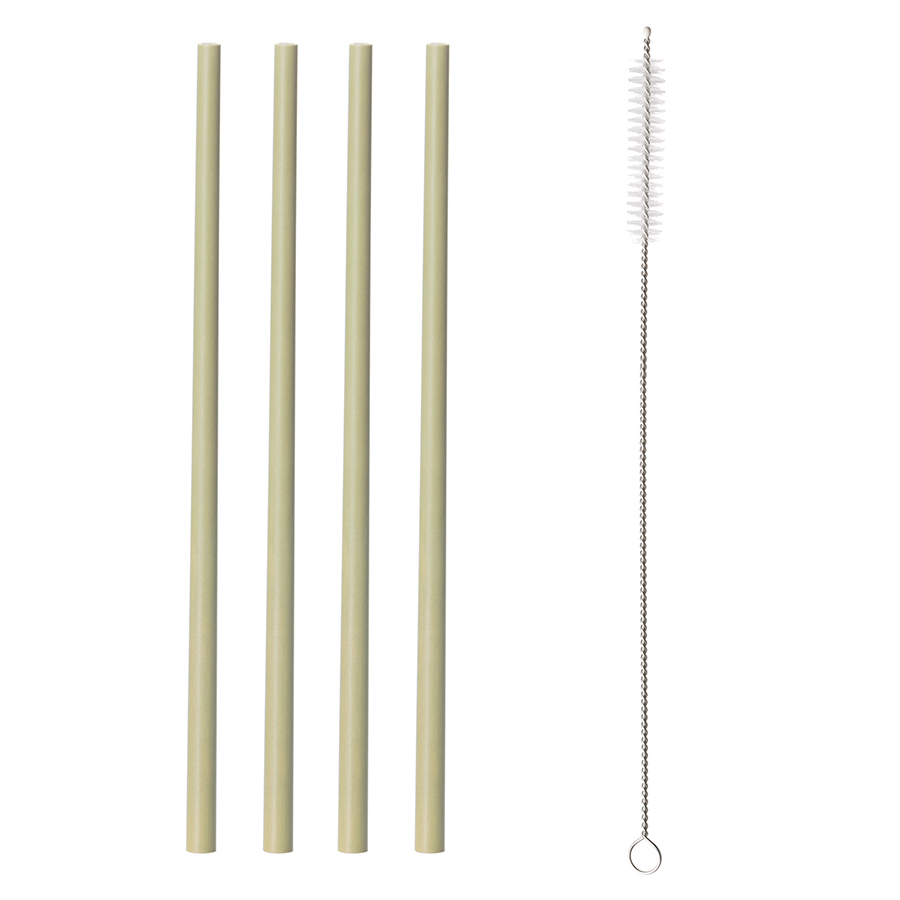 Набор соломинок из бамбука и щеточки Colour Beige, 4 шт., 26,3 см, Бамбук, TYPHOON, Великобритания
