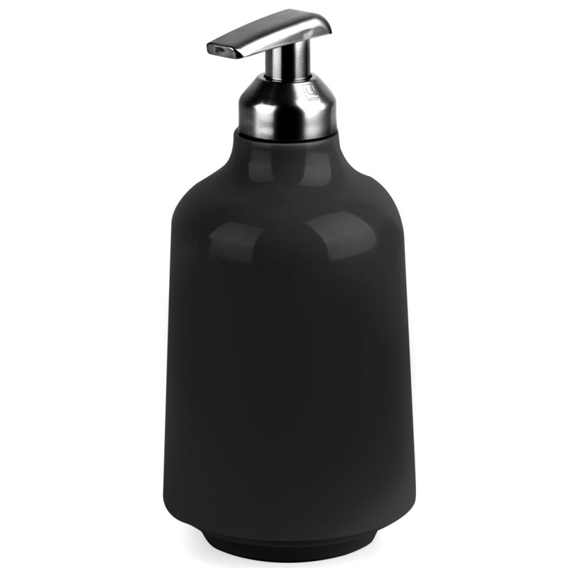 Диспенсер для мыла Step black, 19 см, 385 мл, 8 см, Пластик, Umbra, Канада