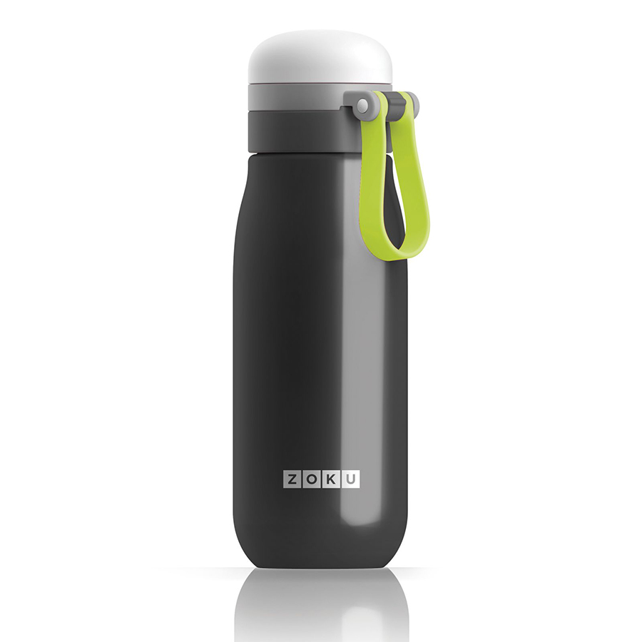Бутылка для воды Ultralight black, 500 мл, 21 см, Пластик, Нерж. сталь, Zoku, США