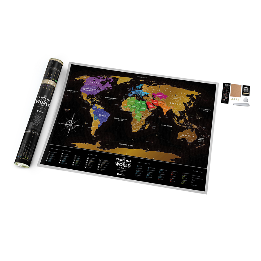  travel map Black world eng, 80x60 , , 1DEA.me, 