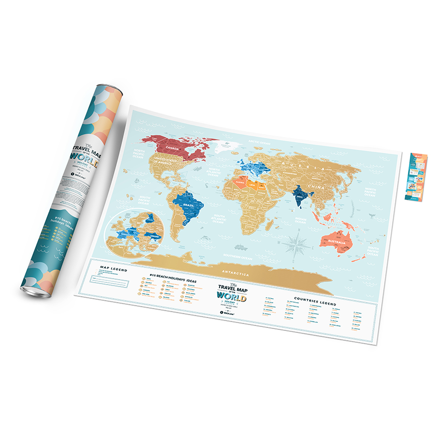 Карта travel map holiday Lagoon world, 60x80 см, Пластик, 1DEA.me, Украина
