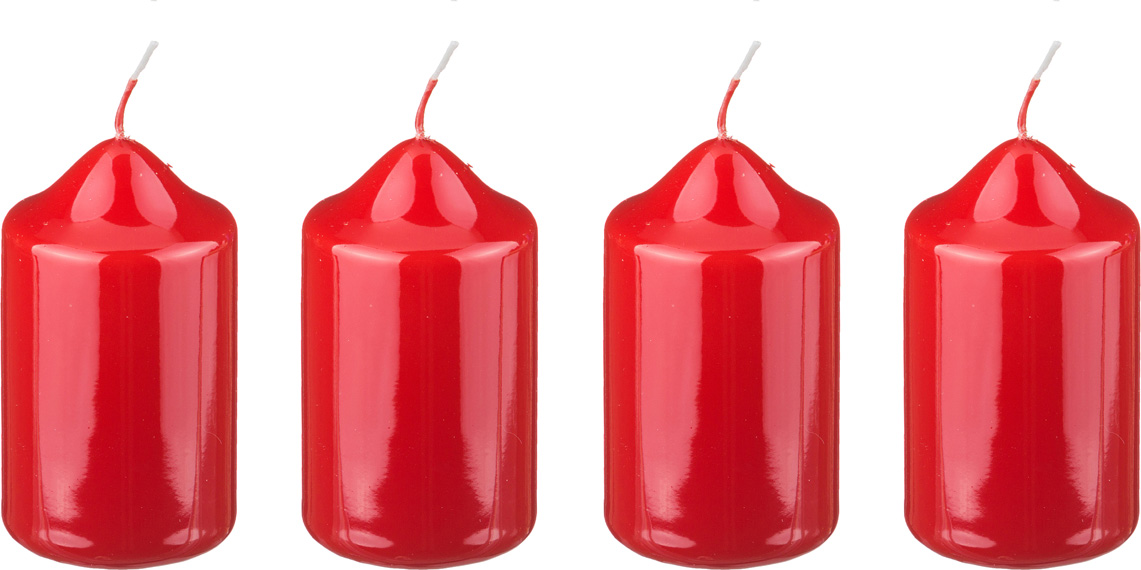 Набор свечей Red, 4 шт., 4 см, 8 см, Парафин, Adpal, Польша