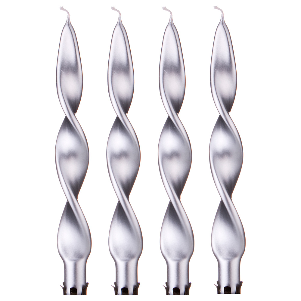 Набор свечей Silver Curl, 4 шт., 2 см, 27 см, Парафин, Adpal, Польша