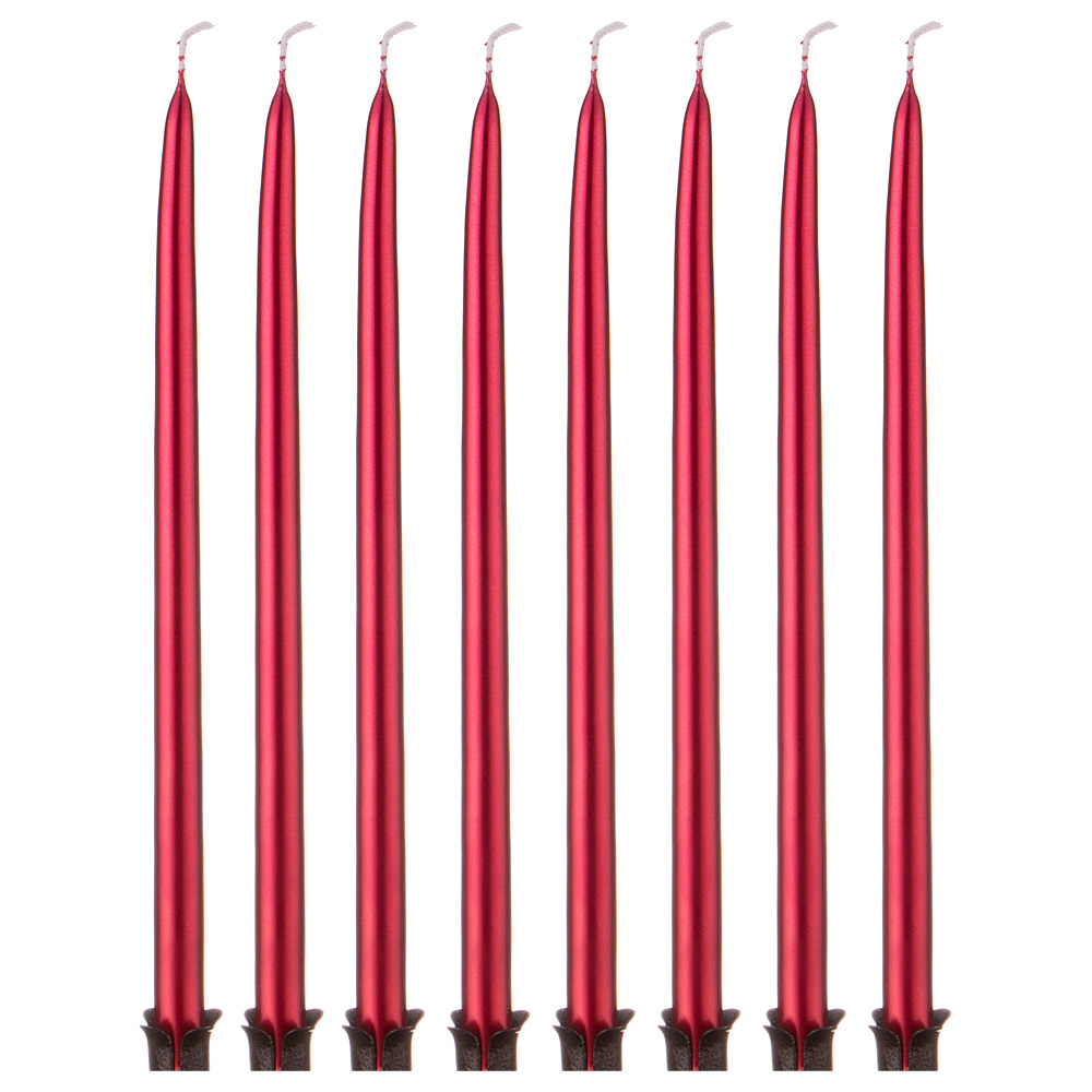 Набор свечей Metallic Red Thin, 8 шт., 1 см, 23 см, Парафин, Adpal, Польша, Metallic
