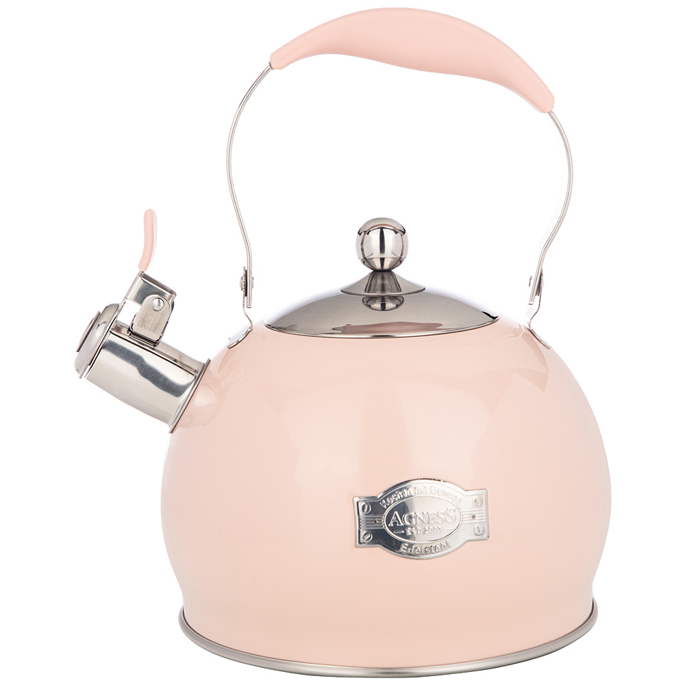 Чайник со свистком TeeKessel Barrel pink, 20 см, 3 л, 24 см, Нерж. сталь, Китай, Agness, TeeKessel