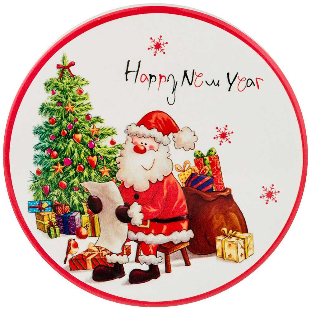 Круглая подставка под горячее New Year Santa, 11 см, Керамика, Agness, Китай, Happy Santa