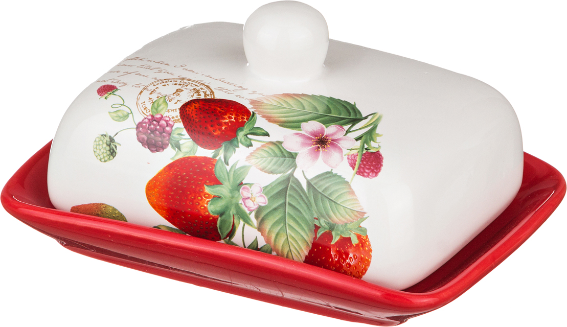 Масленка Strawberry, 17x12 см, 10 см, Керамика, Agness, Китай
