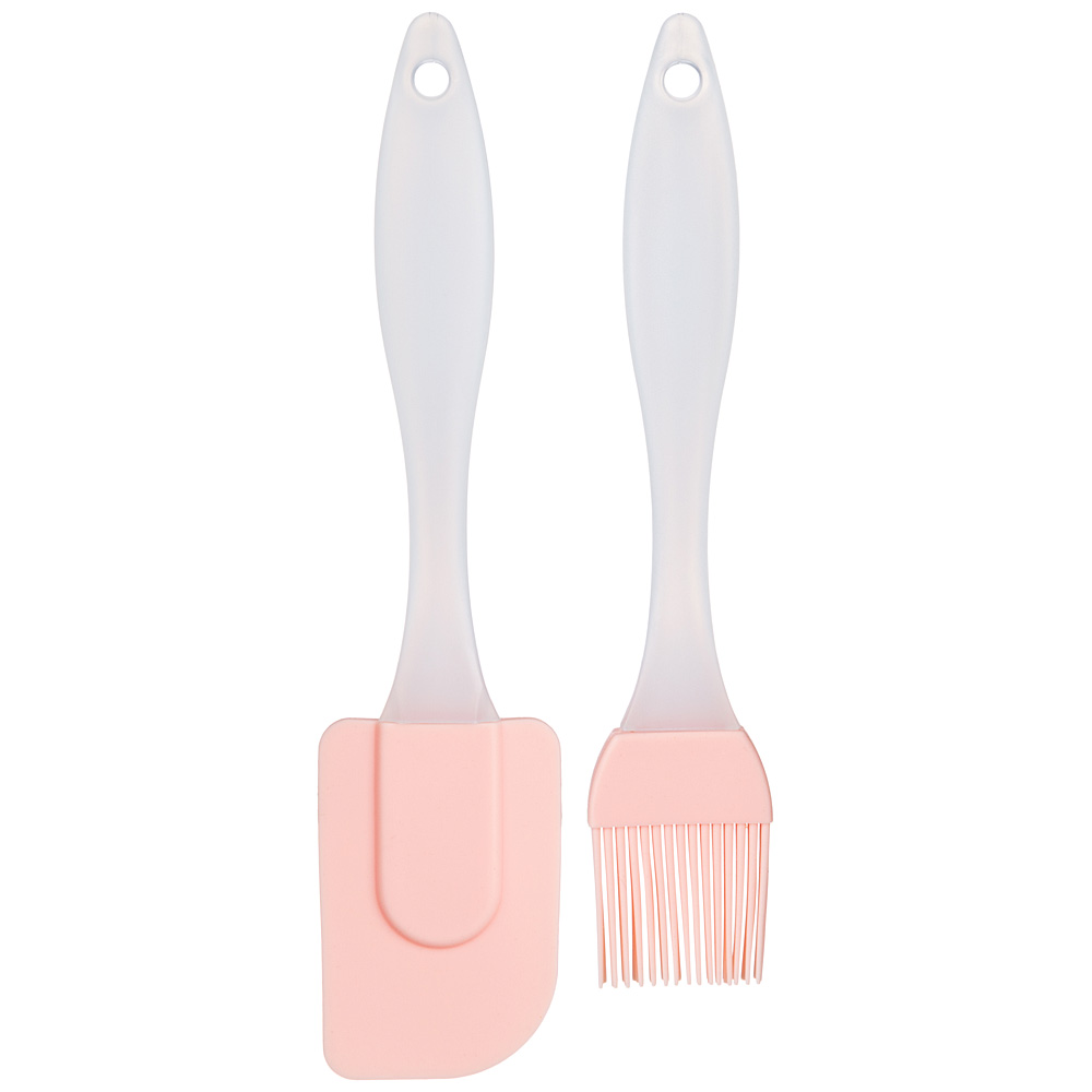 Набор кулинарный Brush and scapula light pink, 2 предм., 23 см, Силикон, Agness, Китай