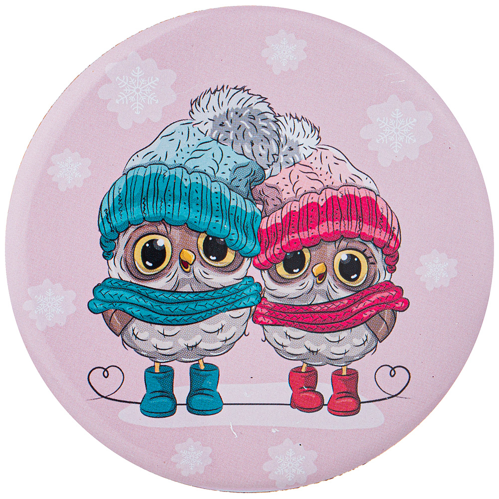 Подставка под кружку Lovely Owls Round Pink, 9,5 см, Керамика, Agness, Китай, Lovely Owls