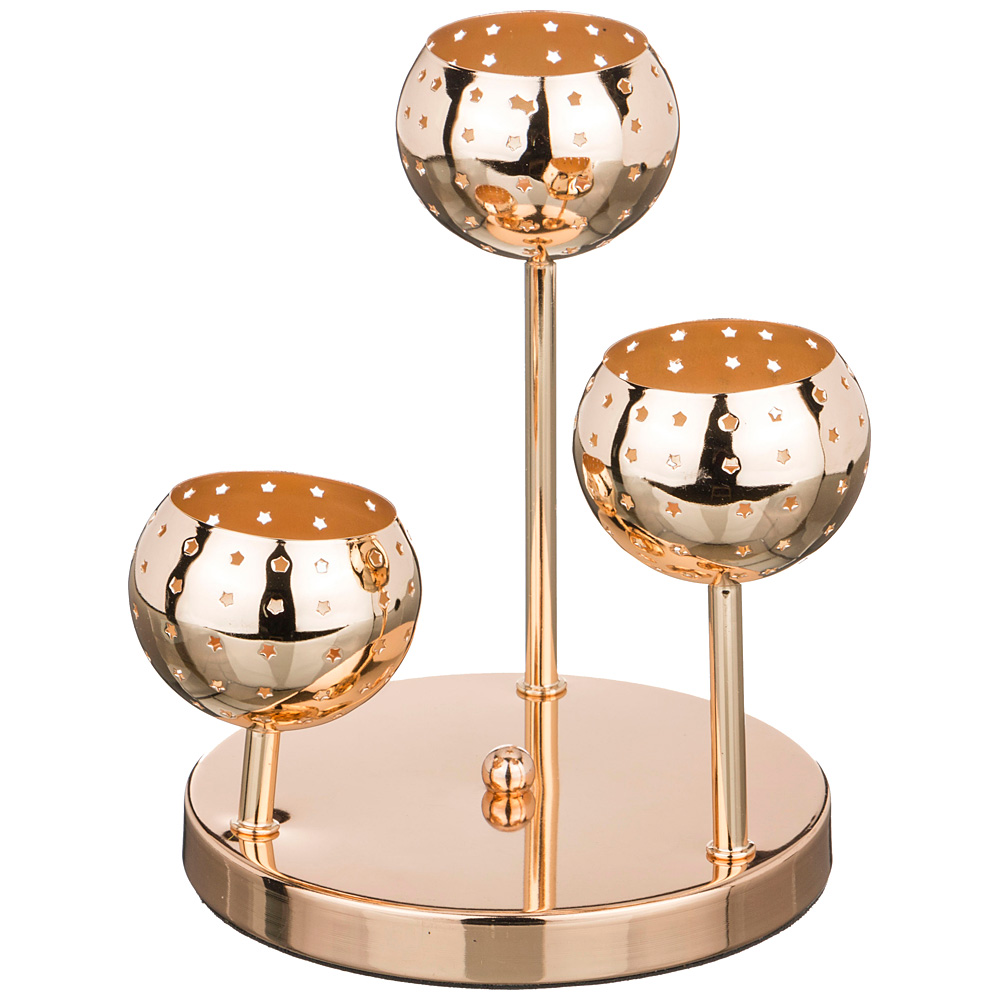 Подсвечник трехрожковый Star Ball Gold, 18 см, 22 см, Металл, Agness, Китай, Star Ball