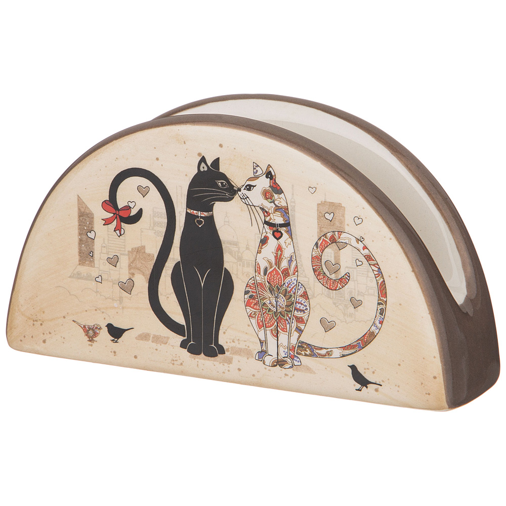 Салфетница Paris cats, 14х4 см, 7 см, Доломитовая керамика, Agness, Китай, Paris cats
