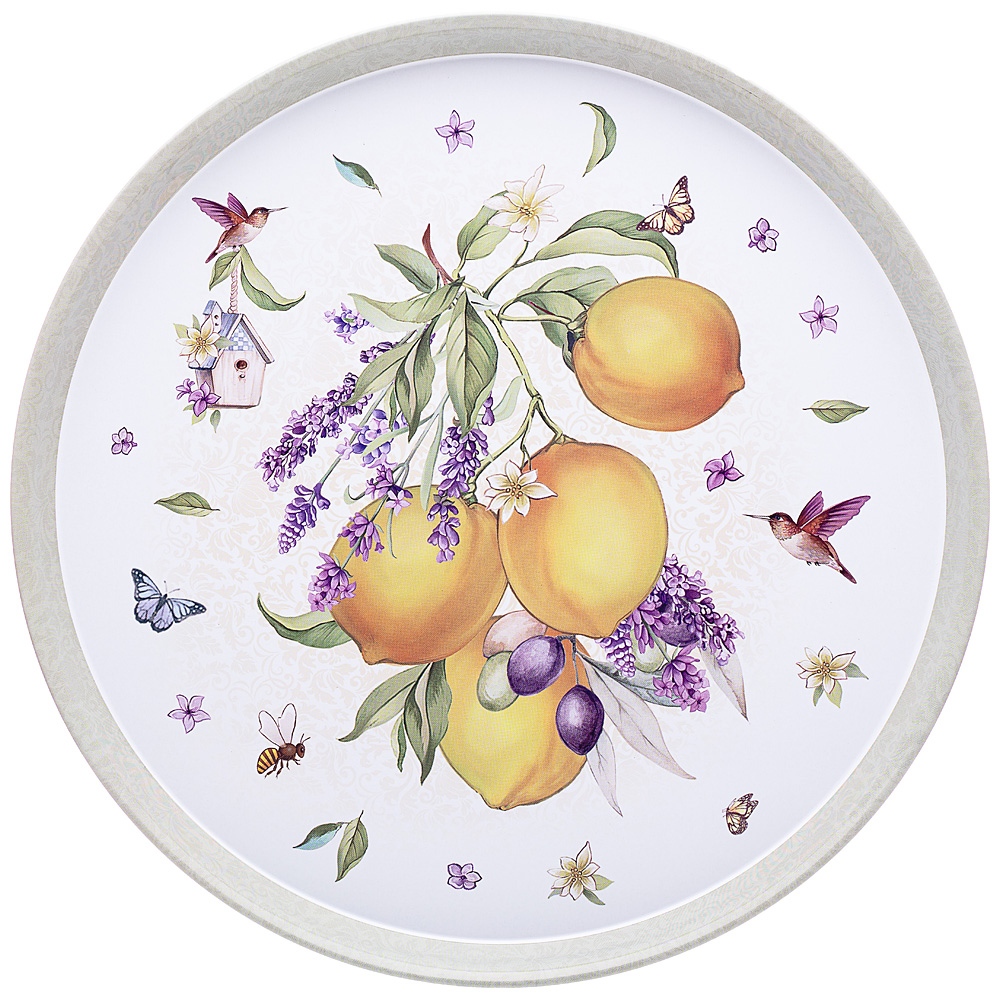 Сервировочный поднос Provence Lemons, 33 см, 2 см, Эмал. сталь, Agness, Китай, Provence porcelain