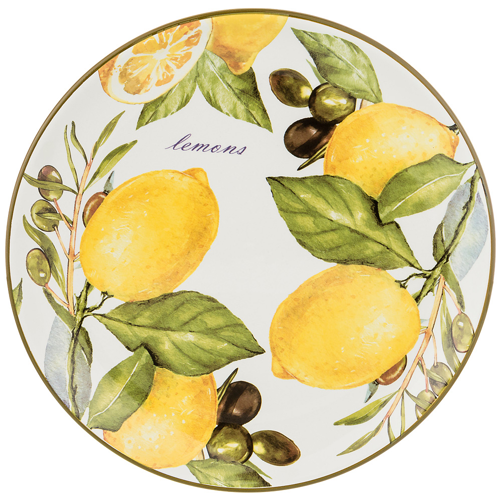Тарелка десертная Lemon three 21, 21 см, Доломитовая керамика, Agness, Китай