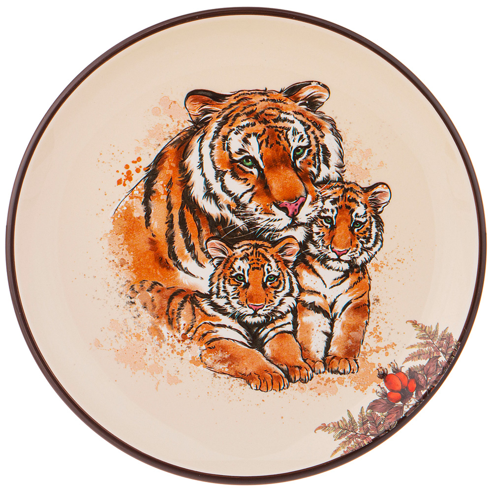 Тарелка десертная Tiger Amour brown, 21 см, Доломитовая керамика, Agness, Китай