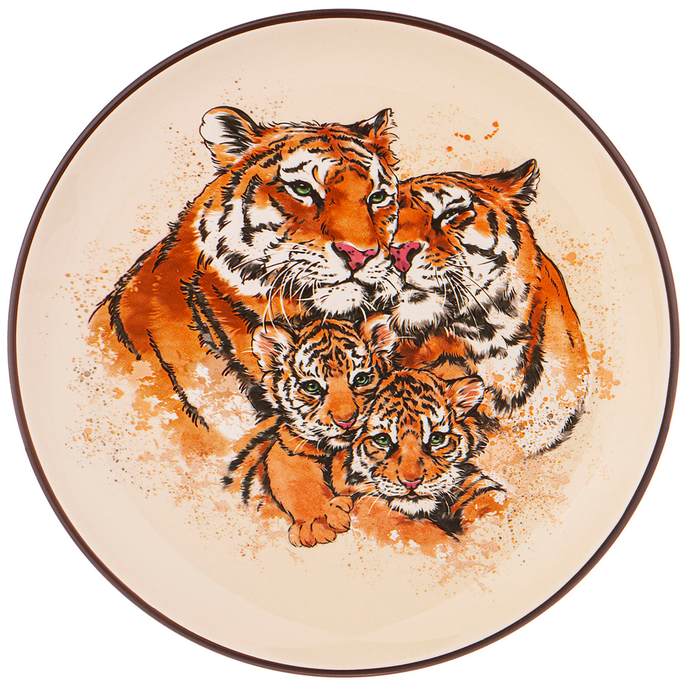 Тарелка обеденная Tiger Amour brown, 26 см, Доломитовая керамика, Agness, Китай