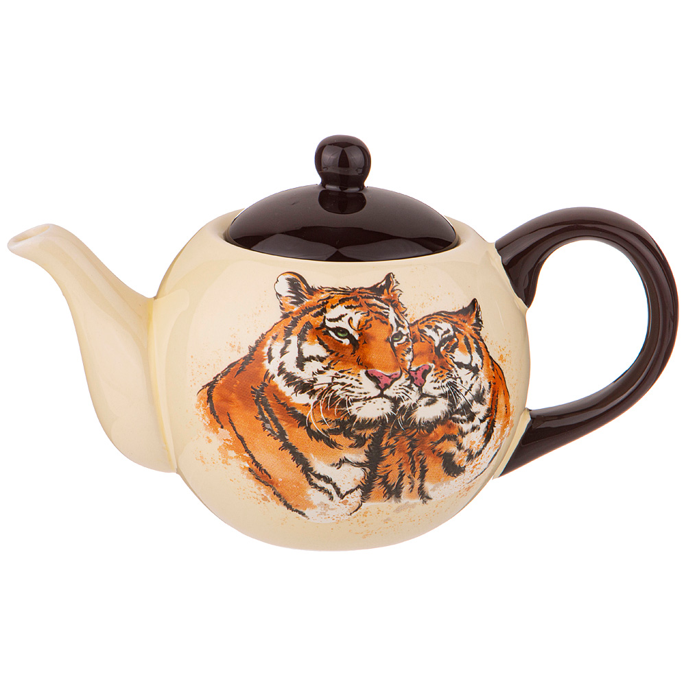 Заварочный чайник Tiger Amour brown, 14 см, 15 см, 900 мл, Доломитовая керамика, Agness, Китай, Tiger Amour