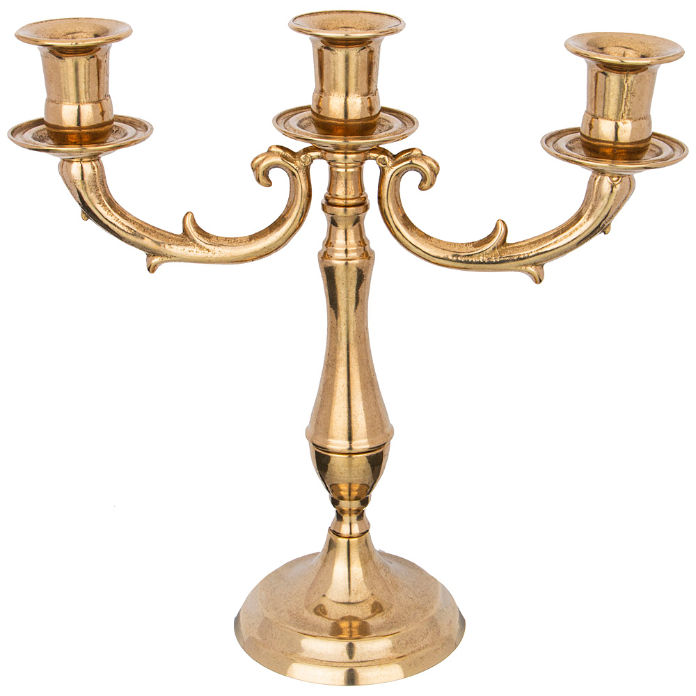 Канделябр на 3 свечи Brass Glitter Gold, 25х10 см, 25 см, Латунь, Alberti Livio, Италия