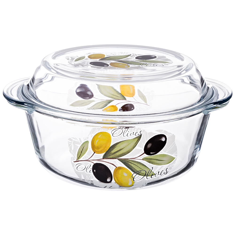 Блюдо для запекания с крышкой Glass olives, 22x19 см, 11 см, Стекло, Россия, Glass olives