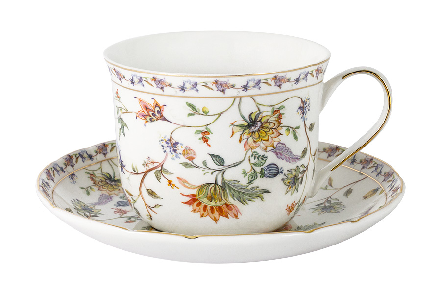 Чайная пара Flora porcelain white 400, 17 см, 9 см, 400 мл, Фарфор, Anna Lafarg Primavera, Китай, Flora porcelain