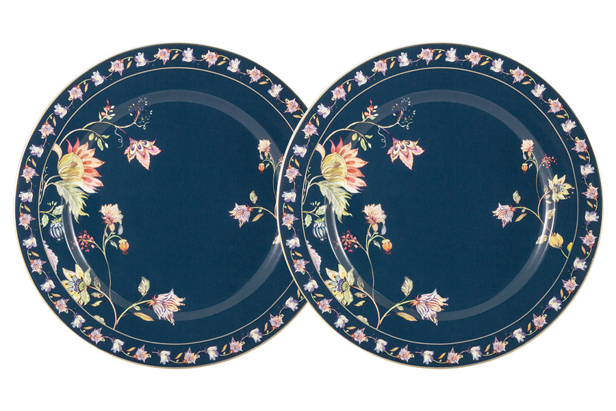 Тарелки десертные Flora porcelain navy, 2 шт., 21 см, Фарфор, Anna Lafarg Primavera, Китай, Flora porcelain