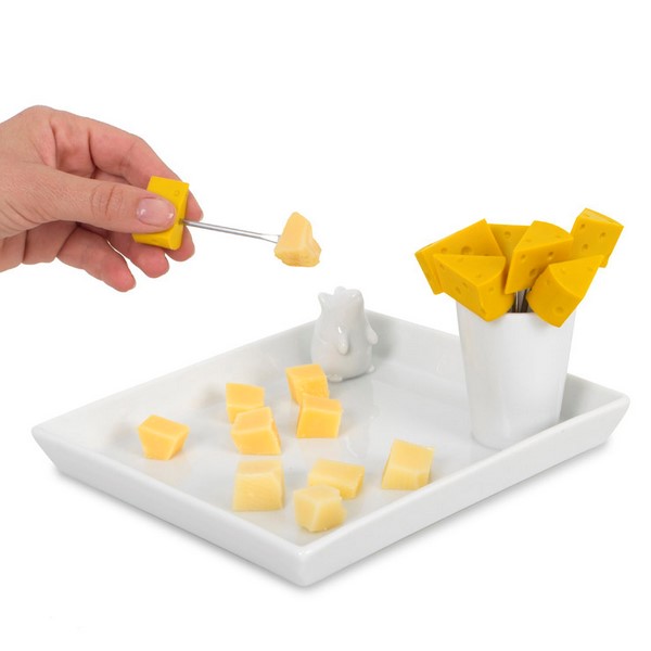 Набор блюда и шпажек для сыра I Love Cheese, 17х15 см, Керамика, Balvi, Испания