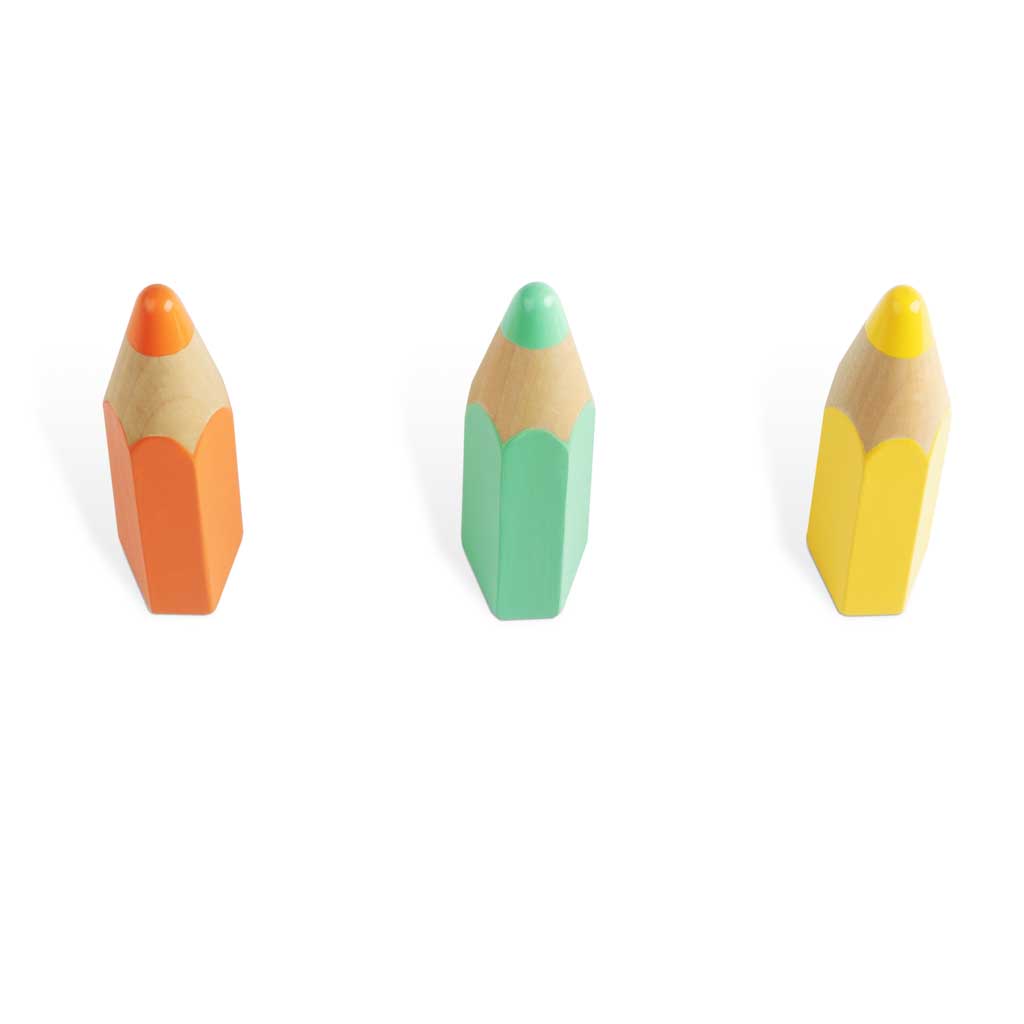 Вешалка настенная Color Pencil, 3 шт., 12 см, 4 см, Пластик, Дерево, Balvi, Испания