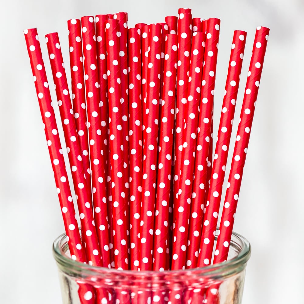 Бумажные трубочки Red Mini Spot, 19,5 см, Бумага, Bar Store