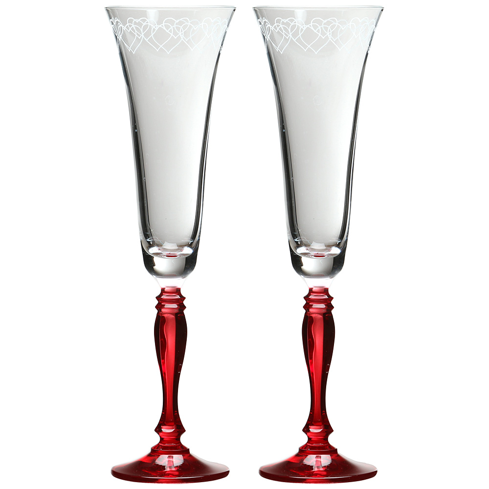 Набор бокалов для шампанского Love, 2 шт., 180 мл, 7 см, 25 см, Стекло, Bohemia Crystal, Чехия