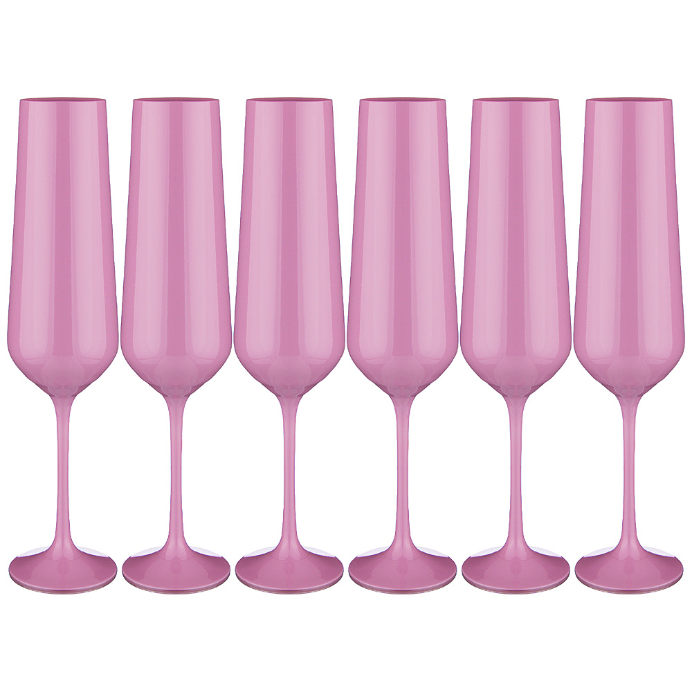 Набор бокалов для шампанского Sandra Sprayed pink 200, 6 шт., 200 мл, 25 см, Хрустальное стекло, Bohemia Crystal, Чехия