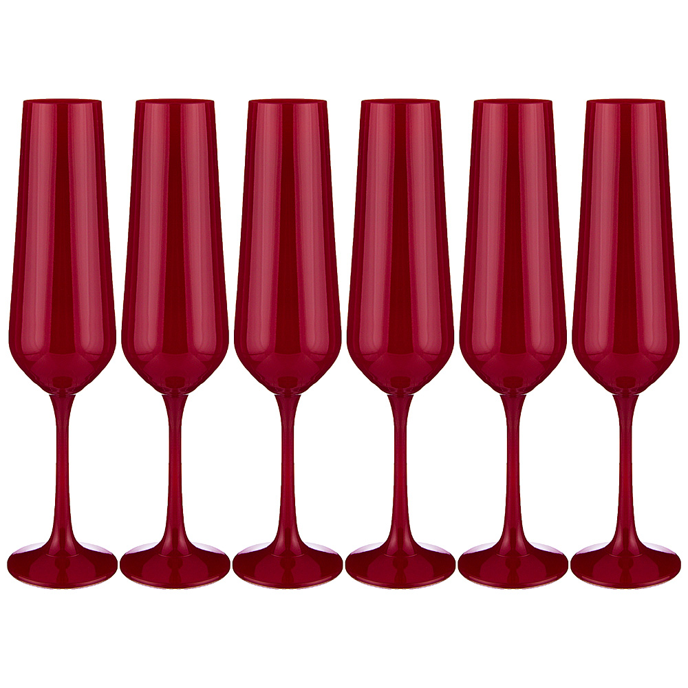 Набор бокалов для шампанского Sandra Sprayed red 200, 6 шт., 200 мл, 25 см, Хрустальное стекло, Bohemia Crystal, Чехия, Sandra